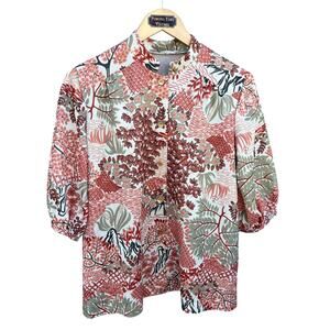 Lady Diane Women's Vintage 60s Blouse 3/4 Balloon Sleeve Floral Size Large